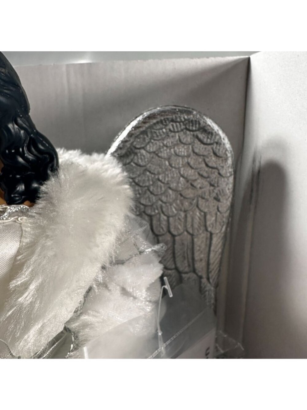 Ashland Christmas Angel Lighted Tree Topper Silver Wings White Gown Cord - Picture 12 of 16